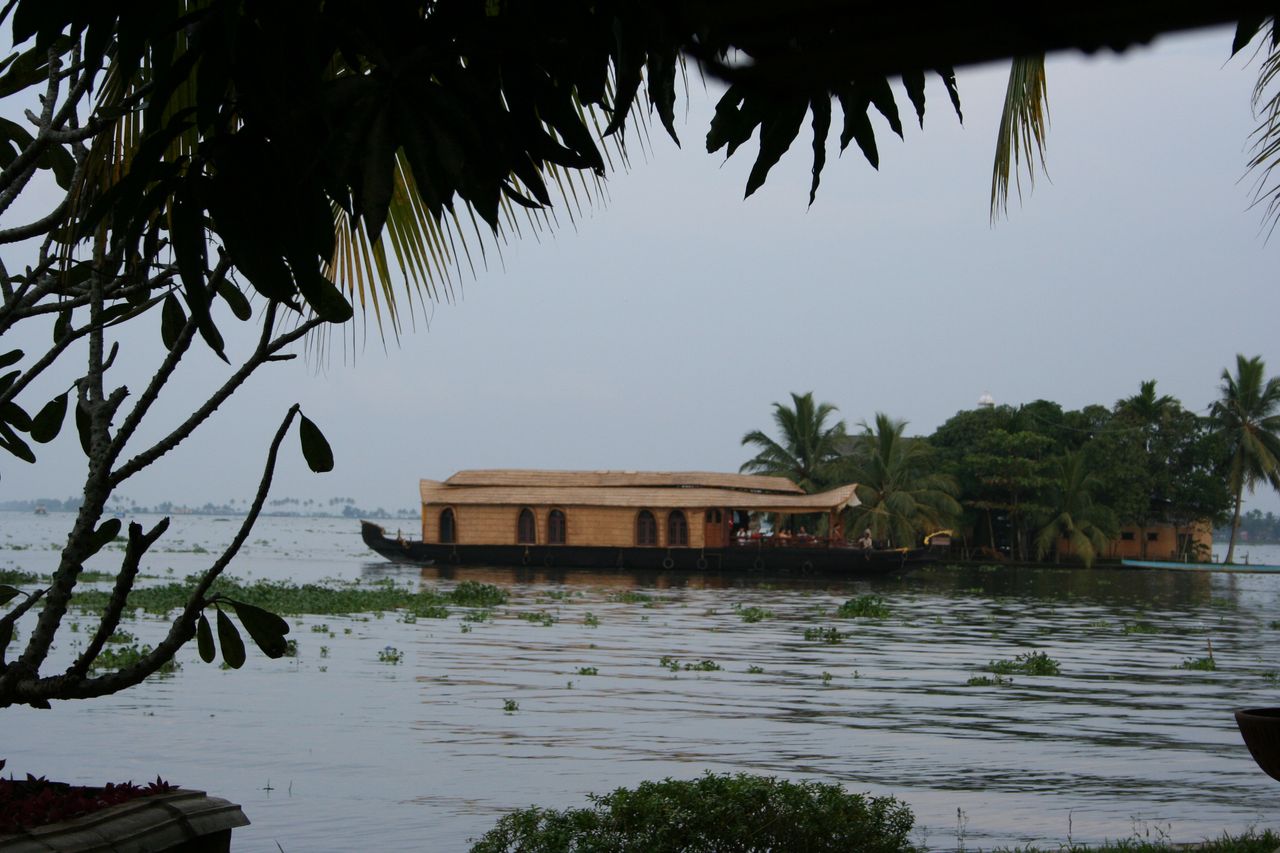 Traditional houseboat on the Kerala backwaters